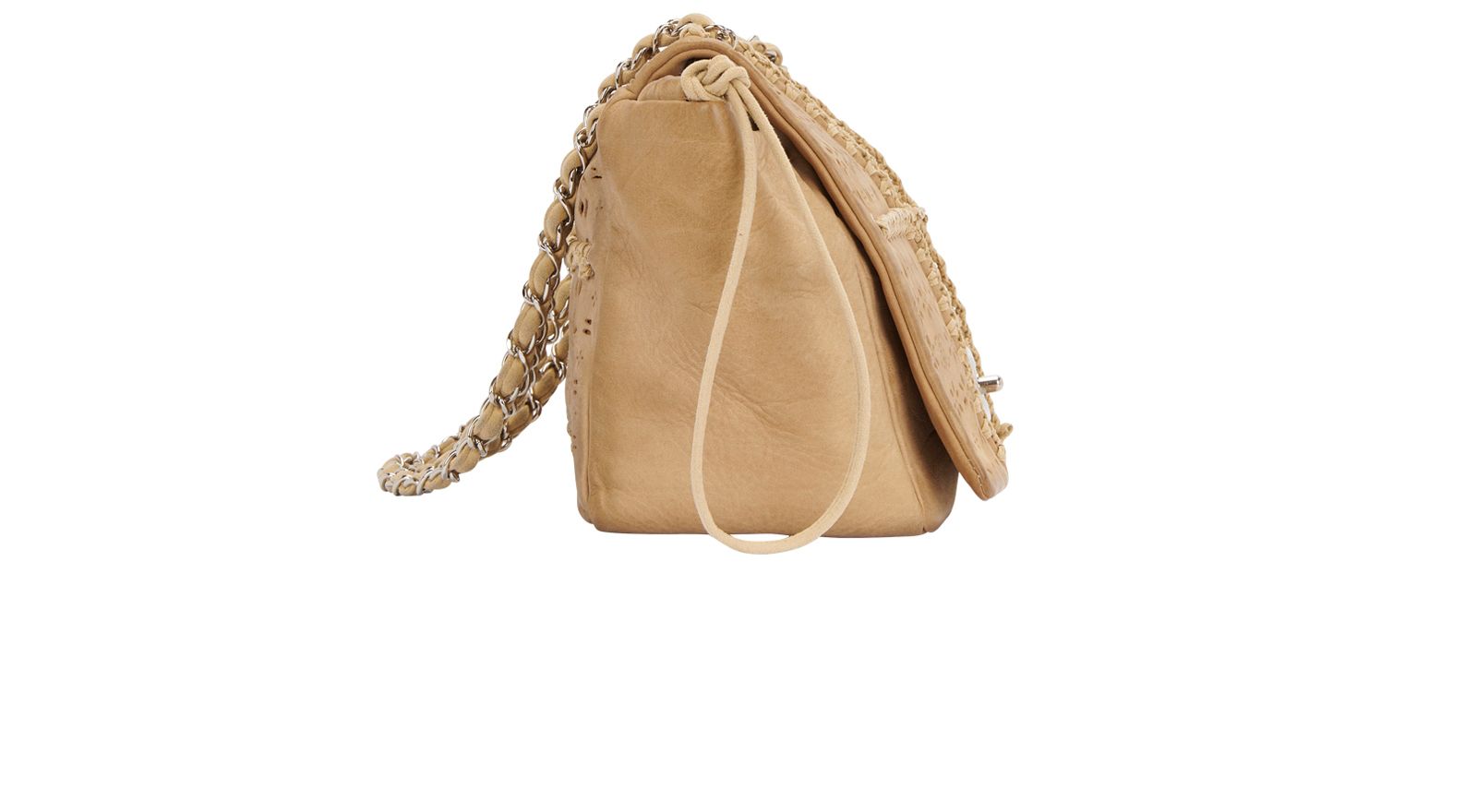 CC Logo Drawstring Flap Bag, &pound;1,030, Handbags, Brown, Suede, Side view